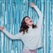 Light Blue Foil Fringe Backdrop Curtains, Tinsel Streamers Birthday Party Decorations, Fringe Backdrop for Baby Shower, Gender Reveal Party Decorations